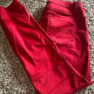 Red skinny jeans